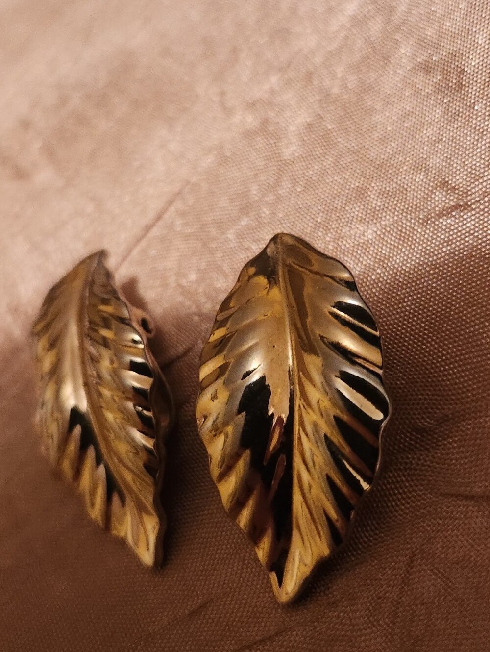 Gold Leaf Clip-On Earrings - Picture 2 of 4